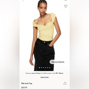 H&M Rib-knit Dusty Yellow Top